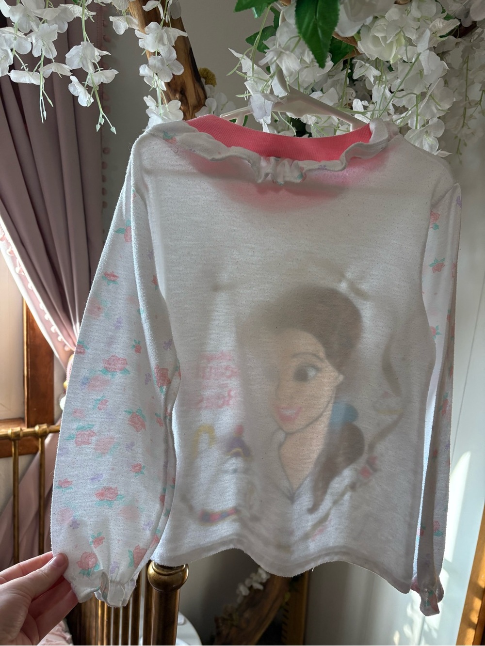 Vintage Beauty and the Beast Long Sleeve Top Pajama Top🌹 - Picture 5 of 6